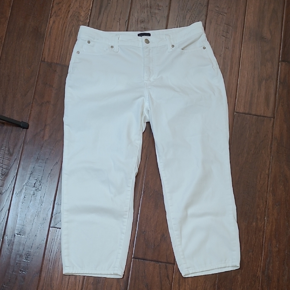 Talbots White Straight Leg Crop Jeans size 8 PETITE